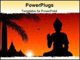 PowerPoint Template - statue of buddha with temple at the background