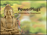 PowerPoint Template - A Buddha statue sitting in the  garden