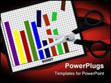 PowerPoint Template - Scissors slash this graph. Recession, crisis, cutbacks