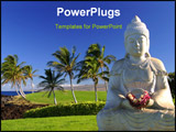 PowerPoint Template - a buddha statue next to the ocean and a golf course on the big island of hawaii.