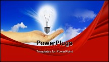 PowerPoint Template - bulb in a hand on a background