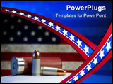 PowerPoint Template - Two 9mm bullets and a shotgun shell in front of an American flag.