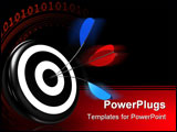 PowerPoint Template - d illustration/render of a red target with a blue arrow split by a red one both hit right in the mi