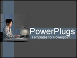 PowerPoint Template - Asian businesswoman at work on her computer