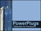 PowerPoint Template - Business couple on skyscraper in corporate blue