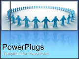 PowerPoint Template - Blue people holding hands in circle.