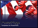 PowerPoint Template - Balloons over American flag.