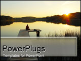 PowerPoint Template - Man sitting on dock over lake.
