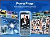PowerPoint Template - image with silver cellphone on blue background