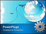 PowerPoint Template - business background with blue globe and airplane