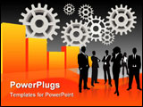 PowerPoint Template - business people with graph and gears in the background