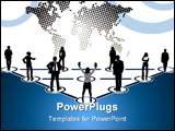 PowerPoint Template - Vector illustration of business people and world map in the back.