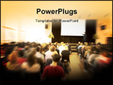 PowerPoint Template - business man giving a conference in a room