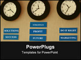 PowerPoint Template - Management directions concept shown with clockand time indicator.