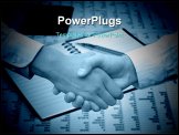 PowerPoint Template - handshake over paper and pen blurry computer in the background