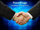 PowerPoint Template - business hand shake and a office in background slightly motion blur in the Suits focus at the hands