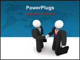 PowerPoint Template - Two business people holding suitcases shake hands