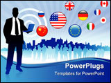 PowerPoint Template - Businessman communication with internet flag buttons Original Vector Illustration