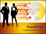 PowerPoint Template - businesspeople with globe and arrows in background