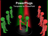PowerPoint Template - Business handshake of leaders of two teams. 3d render.