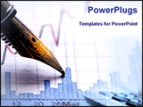 PowerPoint Template - financial graph with part of elegant pen