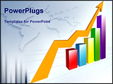 PowerPoint Template - A multi-color bar chart with yellow arrow sign
