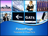 PowerPoint Template - Collage of business trip by means of avia transport