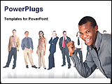 PowerPoint Template - successful business man with his team