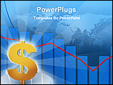 PowerPoint Template - 3d illustration of down diagram with dollar sign