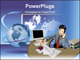 PowerPoint Template - The illustration of busy business man at office
