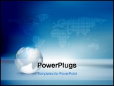 PowerPoint Template - Business background - light silver grey 3d globe and dotted world map with blue shiny backdrop