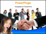 PowerPoint Template - business people handshake with company team in background