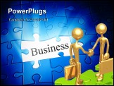 PowerPoint Template - An image of a blue jigsaw puzzle with the word business