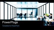 PowerPoint Template - Empty meeting room behind a glass partition in modern cubicle