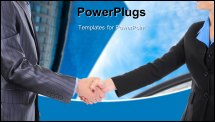 PowerPoint Template - Handshake of business partners when signing documents