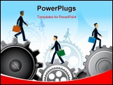 PowerPoint Template - illustration of business people moving on gear