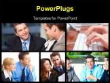 PowerPoint Template - Business people team working in the office. Collage background.