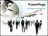 PowerPoint Template - a group of business people with globe and airplane