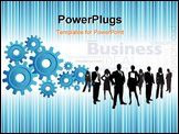 PowerPoint Template - blue business background with a group of gears. vector