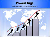 PowerPoint Template - business diagram with graph going up on world map background