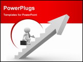 PowerPoint Template - 3d people - man person climbing stairs with arrow . To Success. Businessman