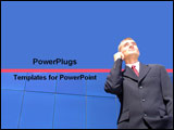 PowerPoint Template - Business man in Suit talking on the phone