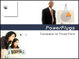 PowerPoint Template - A business man with chart and businesswomen on white background .