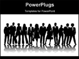 PowerPoint Template - a large group of business people in black silhouette
