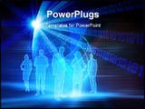 PowerPoint Template - Five business people with light effected body of numbers