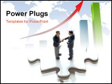PowerPoint Template - Businessman figurines shaking hands while standing on a puzzle pieces