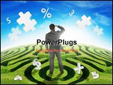 PowerPoint Template - A Businessman on a maze watching puzzles.