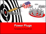 PowerPoint Template - One group is targeted for marketing outreach with a bulls-eye under the figures