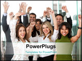 PowerPoint Template - business team in an office full of success looking happy