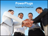 PowerPoint Template - Business people with their hands on top of each other